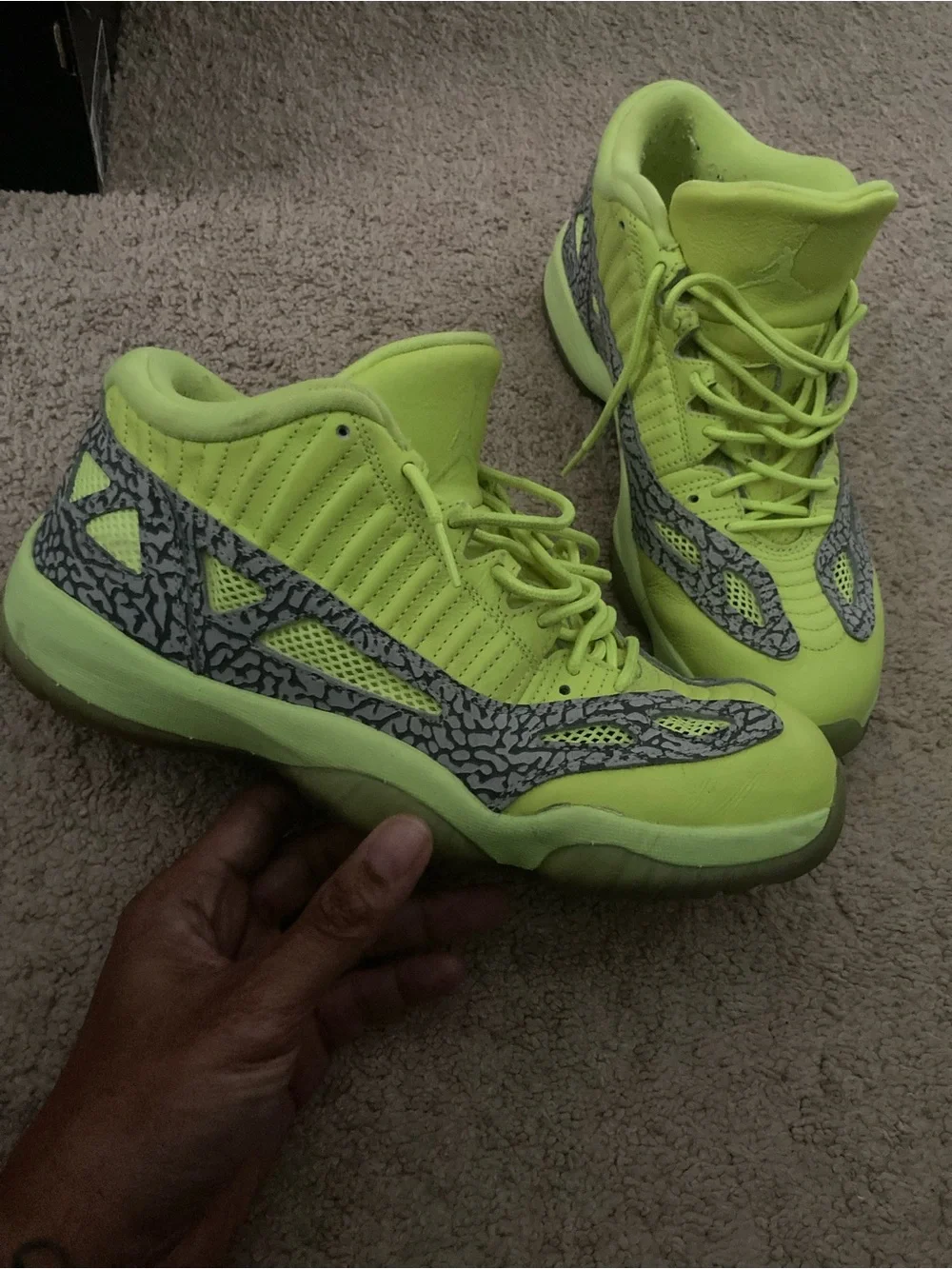 Jordan Men’s Neon Lime Basketball Sneakers with Grey Accent